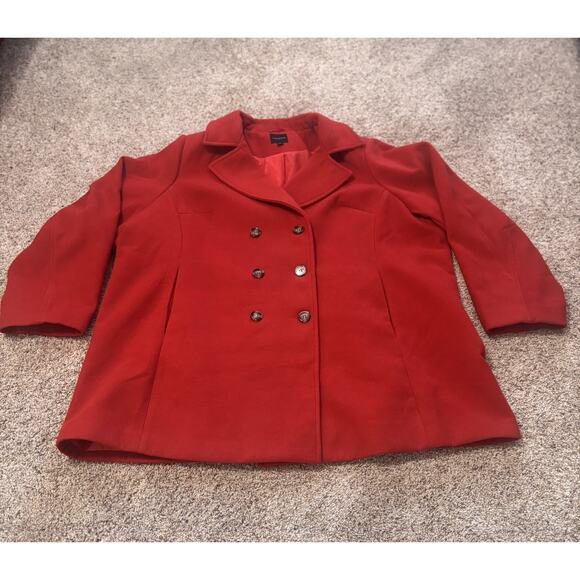 Lane Bryant Red Double Breasted Peacoat Sz 28 - Picture 7 of 14